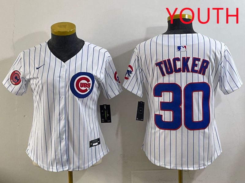 Youth 2025 Chicago Cubs #30 Tucker White Stripe Game Nike MLB Jersey style 5